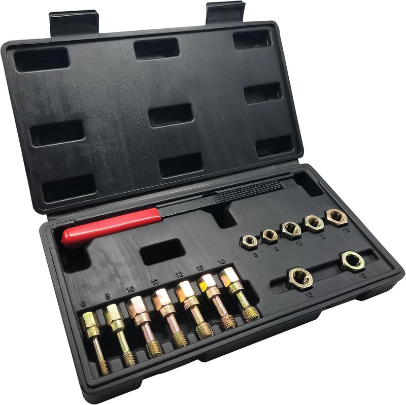 AUPREX 15-Piece Metric Thread Chaser Set – Master Thread Repair Kit with M6, M8, M10, M12 Sizes, Includes 7 Taps, 7 Dies and 1 Thread File, Universal Rethreading & Thread Restorer Tool Set with Case - Image 1